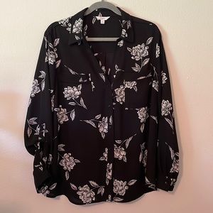 Candie’s Floral Button Down Collared Blouse